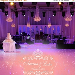 HUGE Cinderella Theme Dance Floor Decal Wedding Day Fancy calligraphy Font Dance Floor Personalized Names Vinyl Lettering 39 Colors image 2