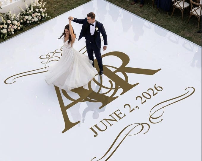 Custom Wedding Dance Floor Decal - initials Monogram