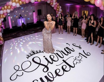 Custom Sweet 16 Dance Floor Decal | Princess Theme | Birthday Party Sign Decal