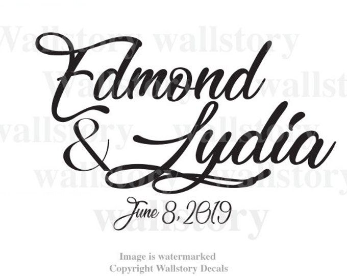 Wedding Logo Dance Floor Decal - Wedding Day - Modern calligraphy Dance Floor Personalized Names Vinyl Lettering HUGE size Options Custom
