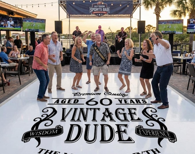 Custom Men's Birthday Dance Floor Decal | Vintage Dude Theme | 40th 50th 60th