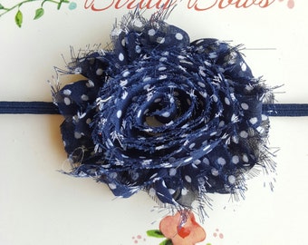 Navy Polka Dot Headband, Baby Headbands, Infant Headbands, Baby Bows, Baby Girl Headbands, Infant Bows, Newborn Headbands