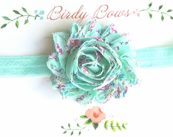 Light Aqua Floral Headband, Baby Headbands, Infant Headbands, Baby Bows, Baby Girl Headbands, Infant Bows, Newborn Headbands