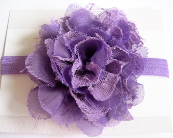 Purple Lace Chiffon Baby Headband, Infant Headbands, Baby Girl Headbands, Infant Bows, Baby Bows, Newborn Headbands