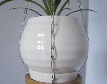 Stamped Ovals Chain Plant Hanger, Stainless Steel Chain Hanging Plant Shelf