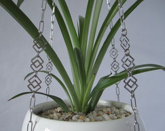 Double Diamond Charm Stainless Steel Plant Hanger, Hanging Plant Shelf