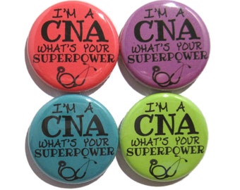 CNA Magnet Set, CNA Button Set, Set of Four 1.25" CNA Button Magnets, Cna Gift, Cna Appreciation Gift, Cna Fridge Magnets Cna Crafts, Cna