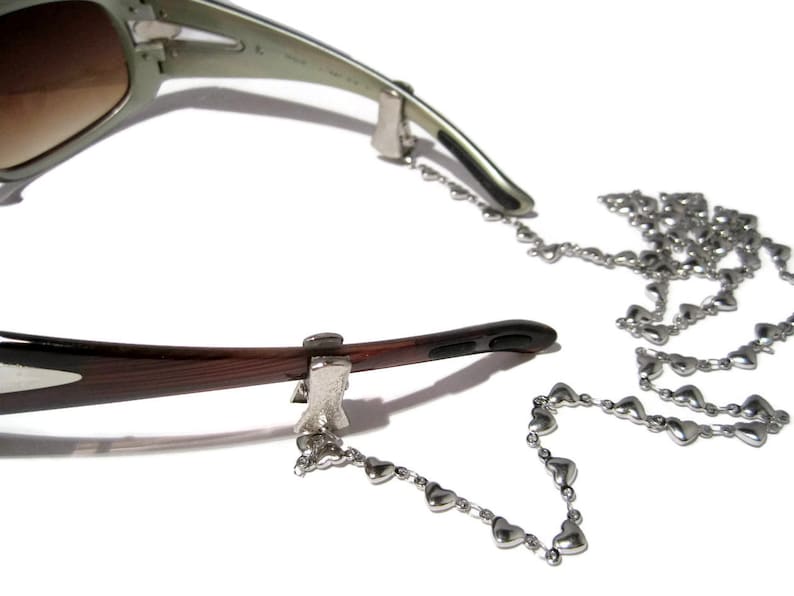 Solid Heart Eyeglass Chain With Alligator Clip Grips Eyeglass Etsy