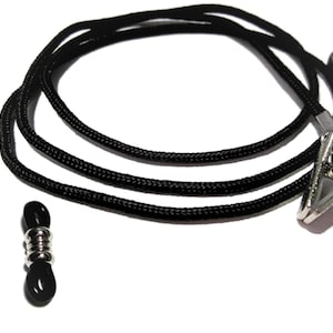 Black Paracord Eyeglass Holder, Pick your Eyeglass Grips, Pick Your Size, Black Eyeglass Chain, Black Eyeglass Lanyard, Eyeglass Cord, 341