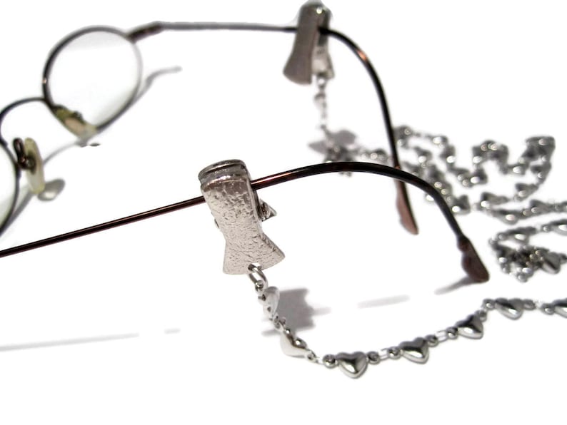 Solid Heart Eyeglass Chain With Alligator Clip Grips Eyeglass Etsy