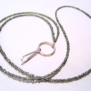 Grey Beaded ID Badge Lanyard , Grey Lightweight Lanyard, Seed Bead Lanyard, Id Card Lanyard, ID Badge Holder, SB-98