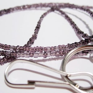 Pretty Plum Purple Seed Bead Lanyard, Pretty Plum Purple Lightweight Beaded Id Badge Holder Lanyard, Purple Work Id Tag Holder, Breakaway