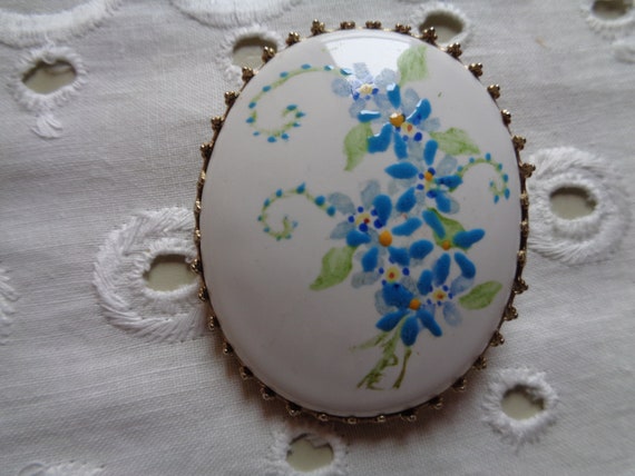 Brooch - Porcelain-Hand Painted-Vintage - image 1