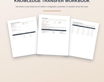Knowledge Transfer Workbook | Employee Handoff, Cross Training (PDF, Word)