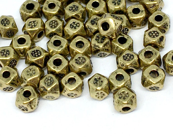 50pc 4mm antique brass finish metal faceted beads/spacers-905