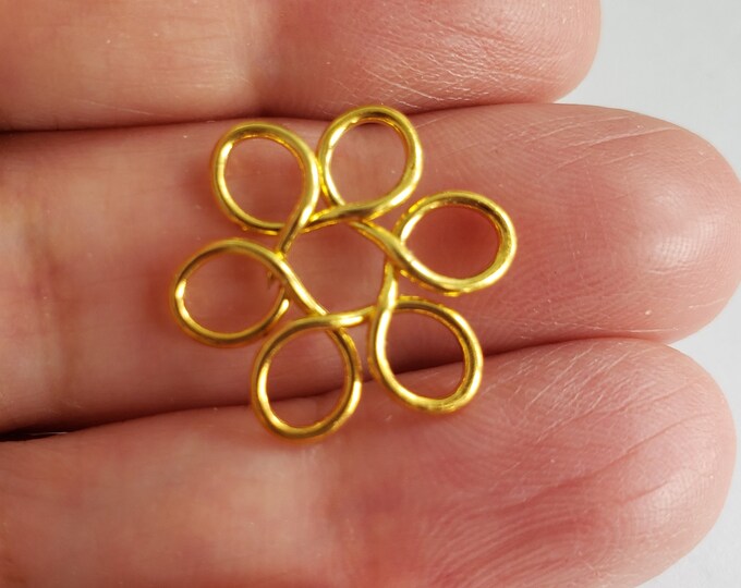 10pc gold finish flower shape wired beads-2278