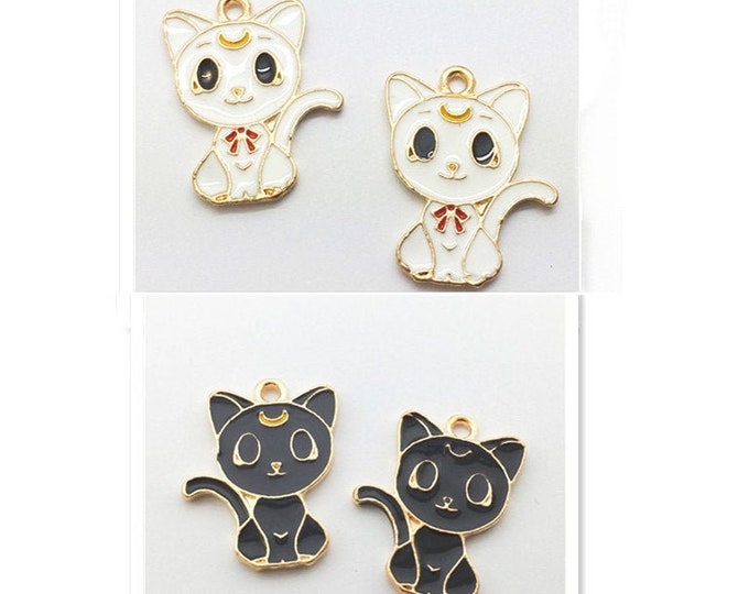 4pc  23X20mm gold finish with enamel  cat pendant R89-pls pick your color