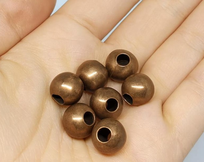 12pc 10mm antique copper finish metal round beads-1268B