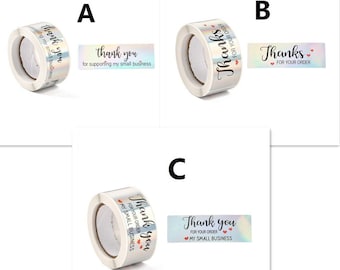 30pcs "Thank You For Supporting My Small Business" Laser stickers 7.5x2.5cm -pls pick a pattern