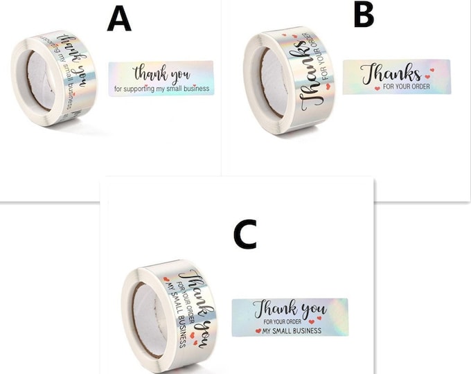 30pcs "Thank You For Supporting My Small Business" Laser stickers 7.5x2.5cm -pls pick a pattern