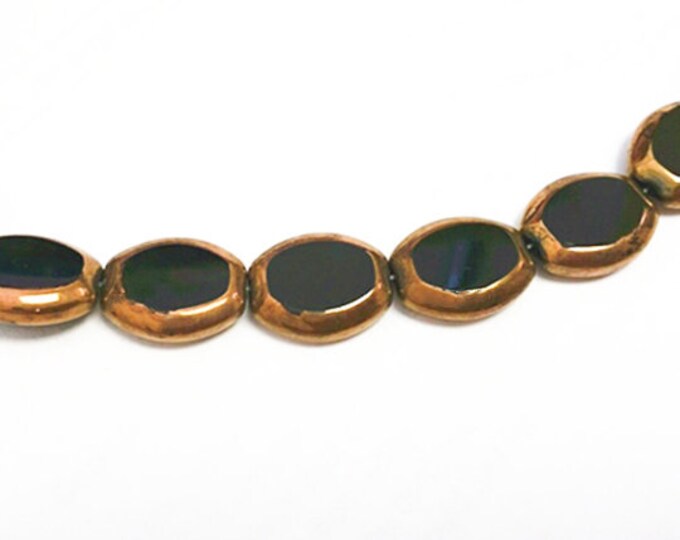 12pc 17x14mm copper plated flat  glass beads-3860