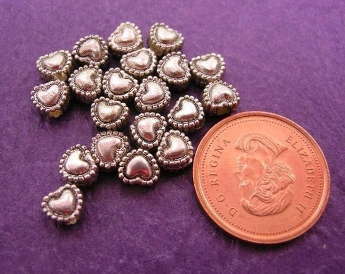 50pc antique silver finish 5.5mm metal heart shape spacer/bead-1031