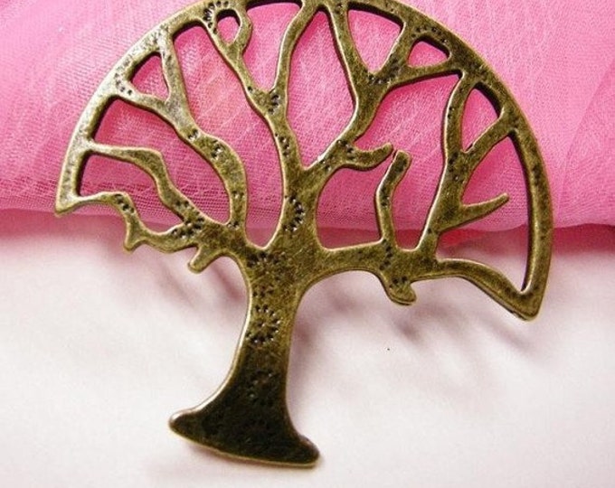 2pc antique bronze finish metal alloy tree pendant-3618