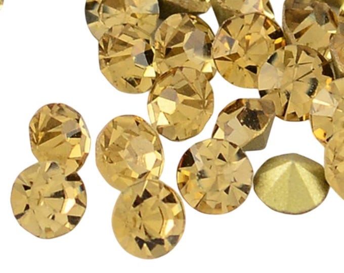 Wholesale Machine Cut Pointed back Foil Rhinestone  Lt.Col.Topaz, 2.9~3.0mm,SS11