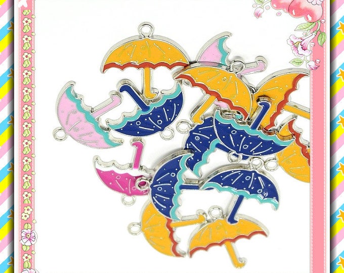 6pc  28x26mm mix color metal with enamel Umbrella pendants-FK43