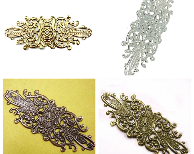 6pc antique finish metal filigree wraps-pls pick a color