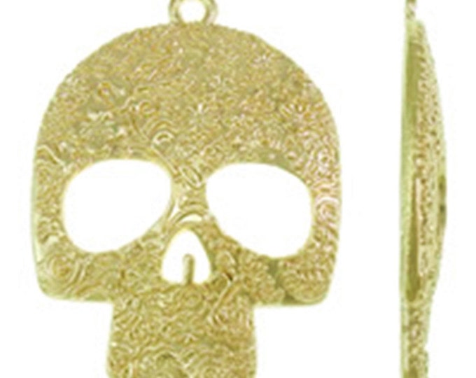 2pc 66x49mm Gold finish large skull pendant-7556m
