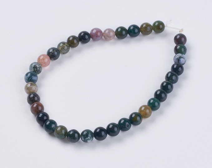 1 strand  Indian Agate round shape glass beads 7.6 inches-pls pick a size