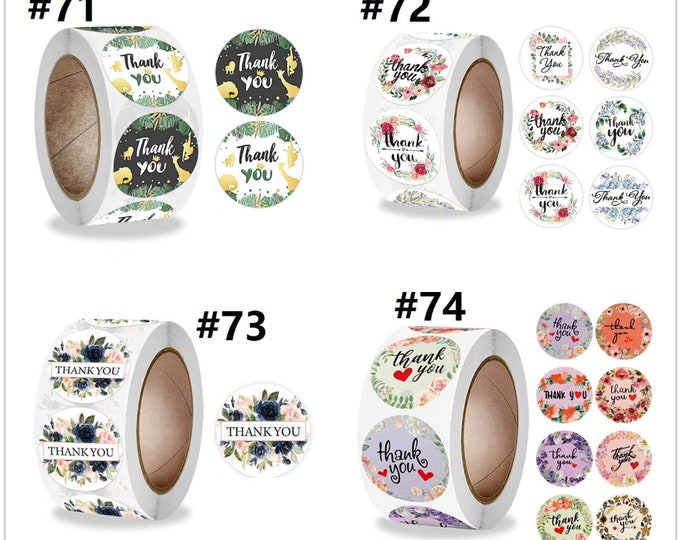 100pcs " Thank you" stickers, Small business stickers -1 inch -pls pick a pattern