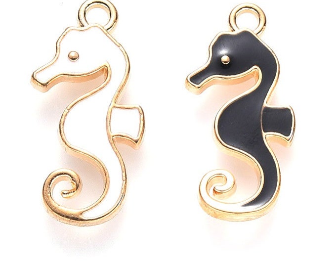 5pc 21x11mm Sea Horse metal enamel Pendants-pls pick a color