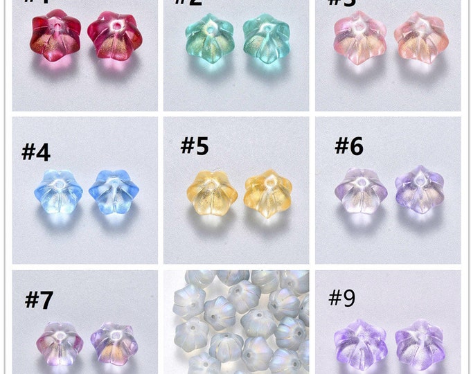 10pc 10.5x9.5mm Frosted Spray Painted Glass Beads- pls pick a style