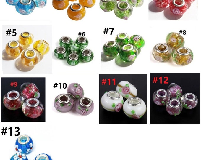 6pc European style lampwork glass roundelle beads-pls pick a color