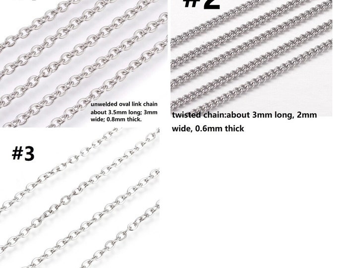 Wholesale 10 meters  stainless steel  link chain on paper card-pls pick a style