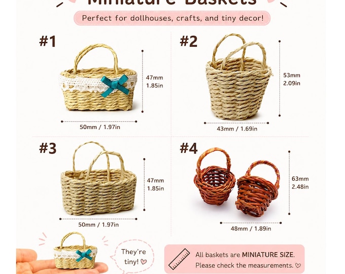 1PC Dollhouse Miniature Basket, Landscape Decoration-Pls pick a style