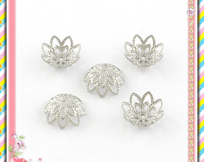 30pc 10mm stainless steel flower shape  bead caps-FM9