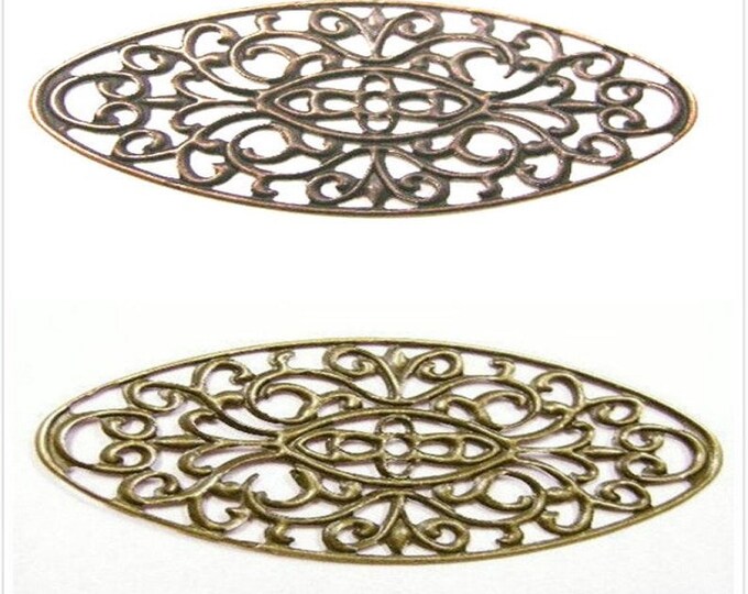 10pc 46x21mm antique filigree oval wraps-pls pick a color