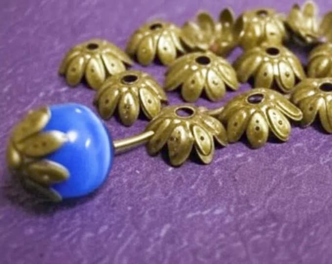 50pcs Antique Bronze Bead Caps 9mm - Delicate Filigree - Jewelry Making, Victorian Style Spacers, DIY Necklace Charms