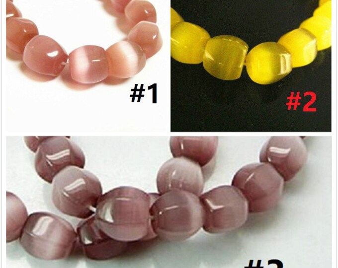 6pc 12x12mm cat eye glass beads--pls pick a color