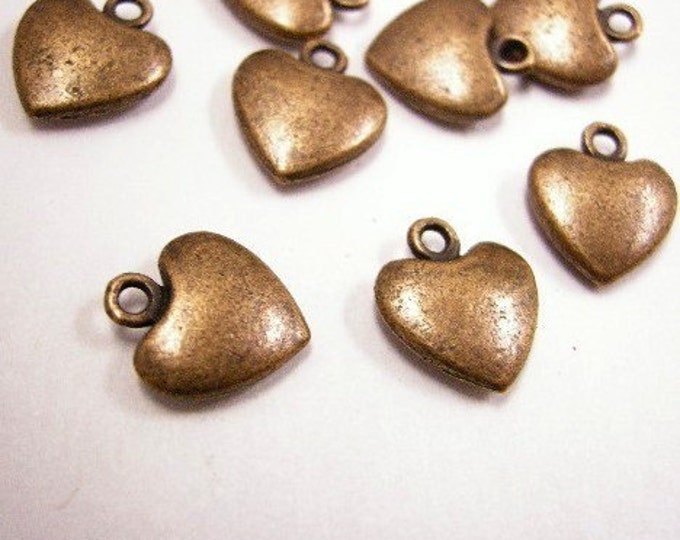 10pc 16x14mm antique copper finish metal heart pendants-6733
