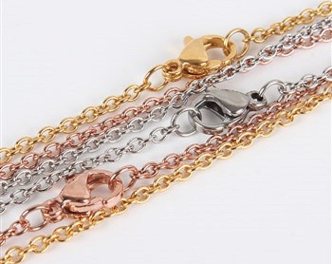 Wholesale 10 pc of 17.7 inch  stainless steel cable chain necklaces -pls pick a color
