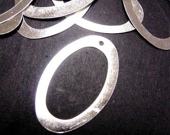 12pc silver color 30x19mm oval drop pendant-4491