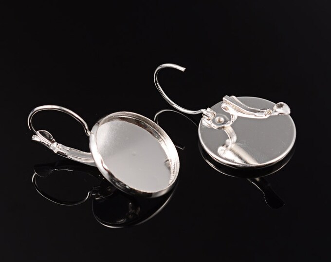 6pc 32x20mm Silver Leverback Earring Settings - Secure Hook Findings - Hypoallergenic Jewelry Supplies