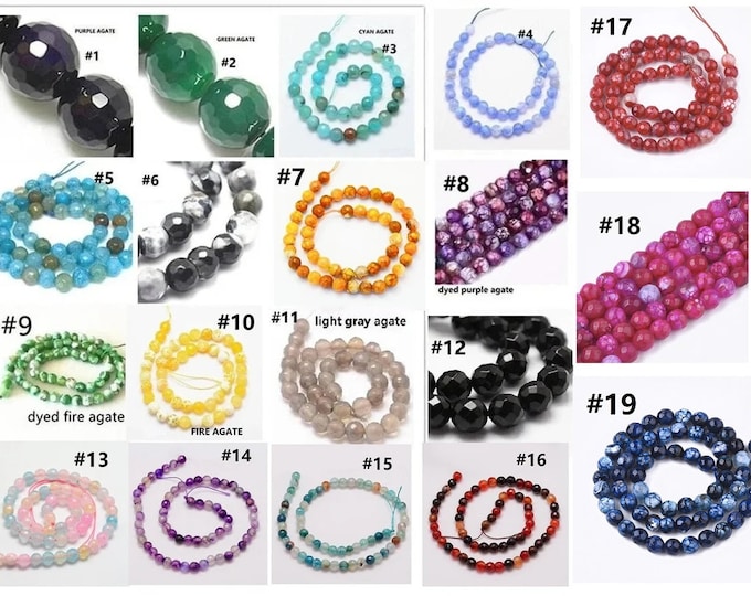 15 inch Agate Round Faceted Beads 6mm(60 beads)-pls pick a color