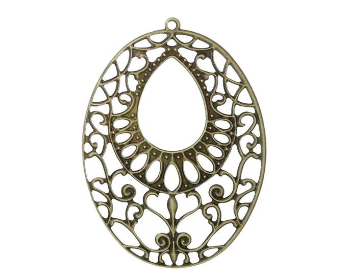 8pcs antique bronze finish 6.4x4.7cm filigree wraps/pendants-BB34