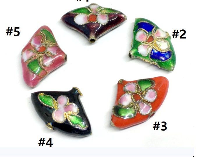 2pc 17x12mm flat fan shape handmade Cloisonne Beads LL1393-pls pick your color