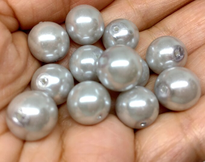 12pc 12mm glass pearl round beads-920B